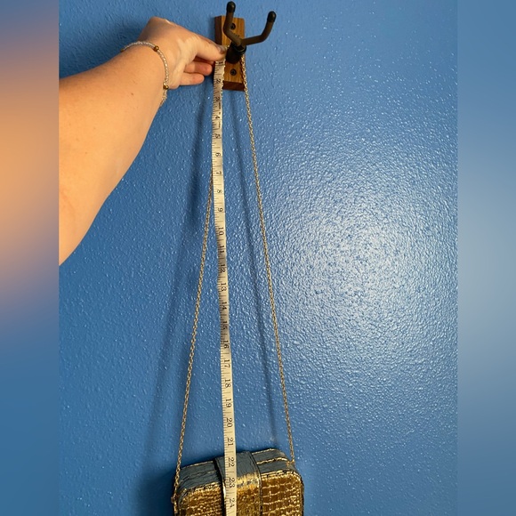Structured Box Crossbody Bag by BP. Gold Metallic Lamey. Gold Chain Strap. EUC. - Picture 13 of 15